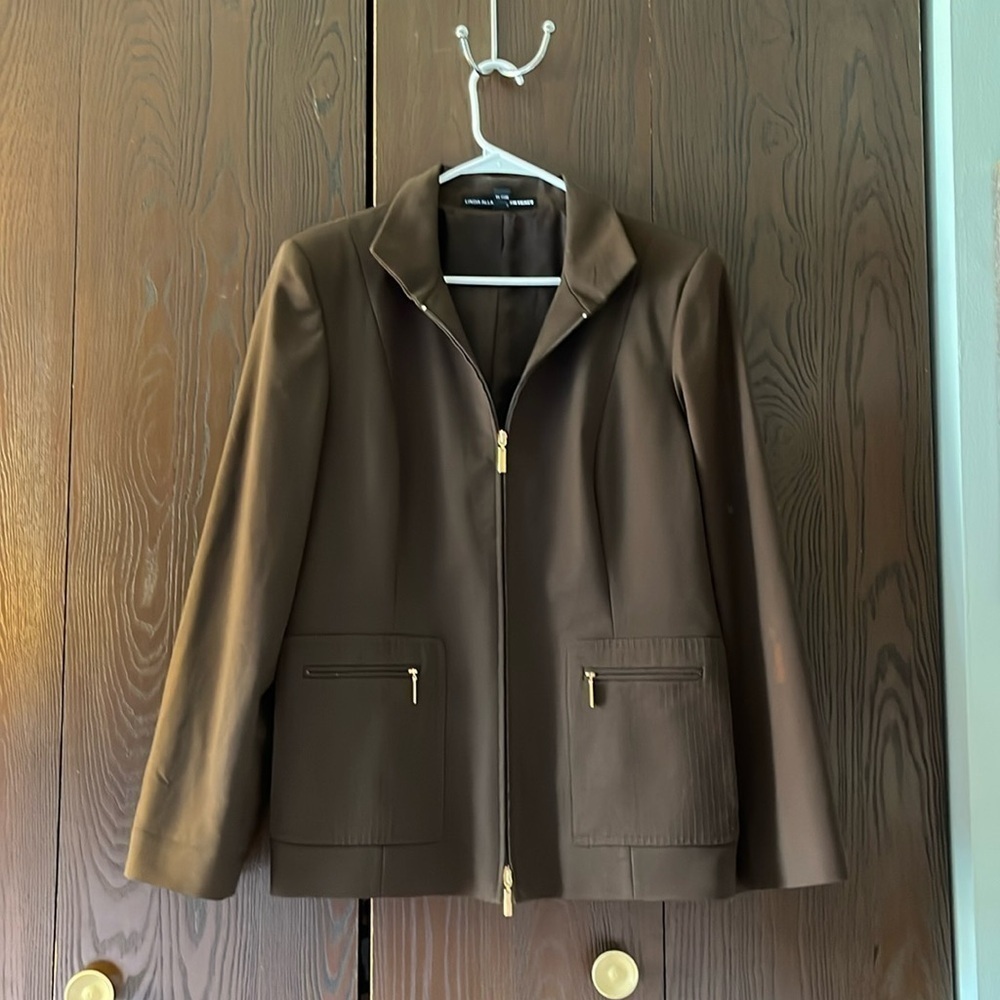 Linda Allard / Ellen Tracy dark brown jacket. Size 14.